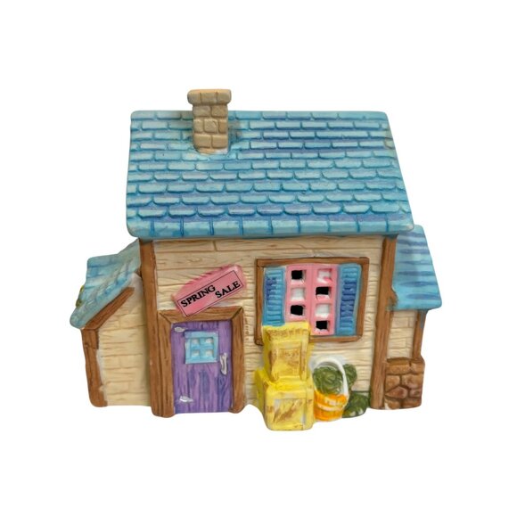 Illuminated Porcelain Easter House General Store Bunnyville Gardens Spring Décor - Picture 4 of 6